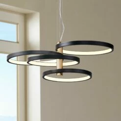 ET2 Hoopla 29 1/2"W Black And Gold 4-Light LED Pendant Light
