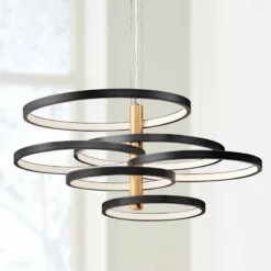 ET2 Hoopla 45 1/4"W Black And Gold 6-Light LED Pendant Light