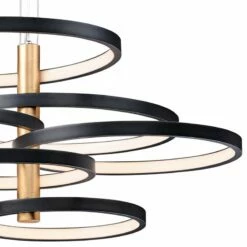 ET2 Hoopla 45 1/4"W Black And Gold 6-Light LED Pendant Light -Lighting Sales Shop et2 hoopla 45 and one quarter inchw black and gold 6 light led pendant light 47m73views1