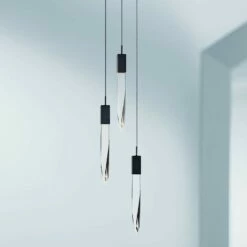 ET2 Quartz 13" Wide Black 3-Light LED Pendant