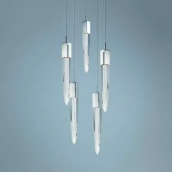 ET2 Quartz 15 3/4" Wide Polished Nickel 5-Light LED Pendant