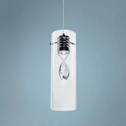 ET2 Solitaire 4 1/4" Wide Chrome Crystal LED Mini Pendant