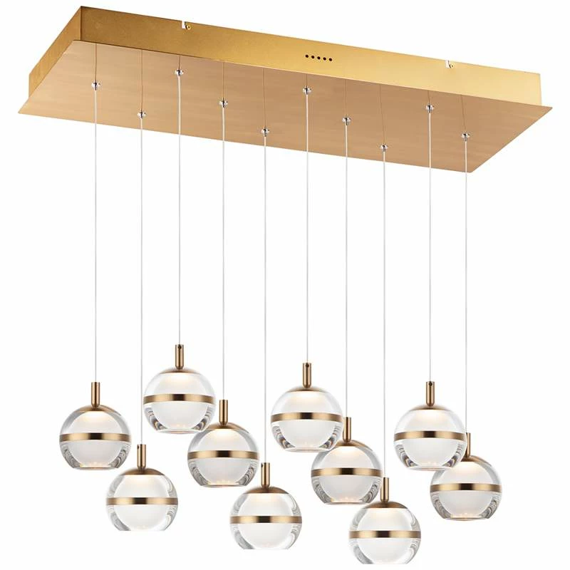 ET2 Swank 31 1/4"W Aged Brass 10-Light LED Island Pendant 3 ET2 Swank 31 1/4"W Aged Brass 10-Light LED Island Pendant