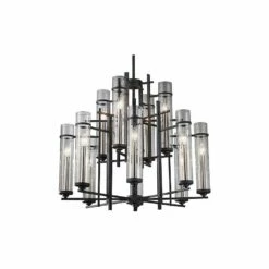 Ethan 30" Wide Antique Forged Iron 2-Tier 12-Light Chandelier