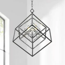 Euclid 23" Wide Chrome And Matte Black 3-Light Chandelier