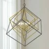 Euclid 35 1/2" Wide Brass Bronze 6-Light Geometric Modern Chandelier