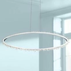 Eurofase Scoppia 52 1/4"W Chrome LED Oval Ring Pendant Light