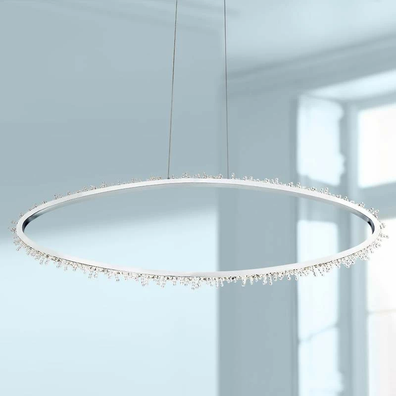 Eurofase Scoppia 52 1/4"W Chrome LED Oval Ring Pendant Light 3 Eurofase Scoppia 52 1/4"W Chrome LED Oval Ring Pendant Light
