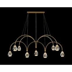 Faceted Cut Crystal 62" Wide Brass 9-Light LED Chandelier
