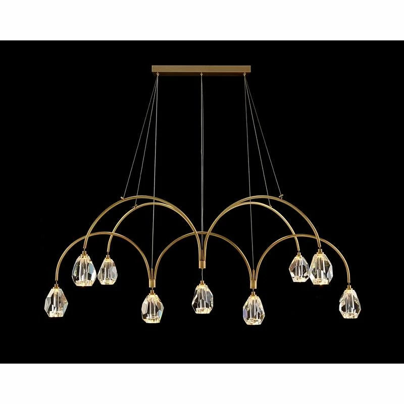 Faceted Cut Crystal 62" Wide Brass 9-Light LED Chandelier 3 Faceted Cut Crystal 62" Wide Brass 9-Light LED Chandelier