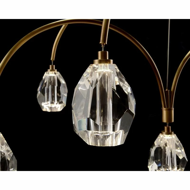 Faceted Cut Crystal 62" Wide Brass 9-Light LED Chandelier 4 Faceted Cut Crystal 62" Wide Brass 9-Light LED Chandelier - Image 2