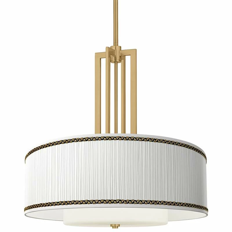 Faux Pleated Giclee Print Lamp Shade With 24" Gold 4-Light Chandelier 3 Faux Pleated Giclee Print Lamp Shade With 24" Gold 4-Light Chandelier