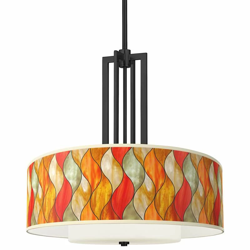 Flame Mosaic Carey 24" Black 4-Light Chandelier 3 Flame Mosaic Carey 24" Black 4-Light Chandelier