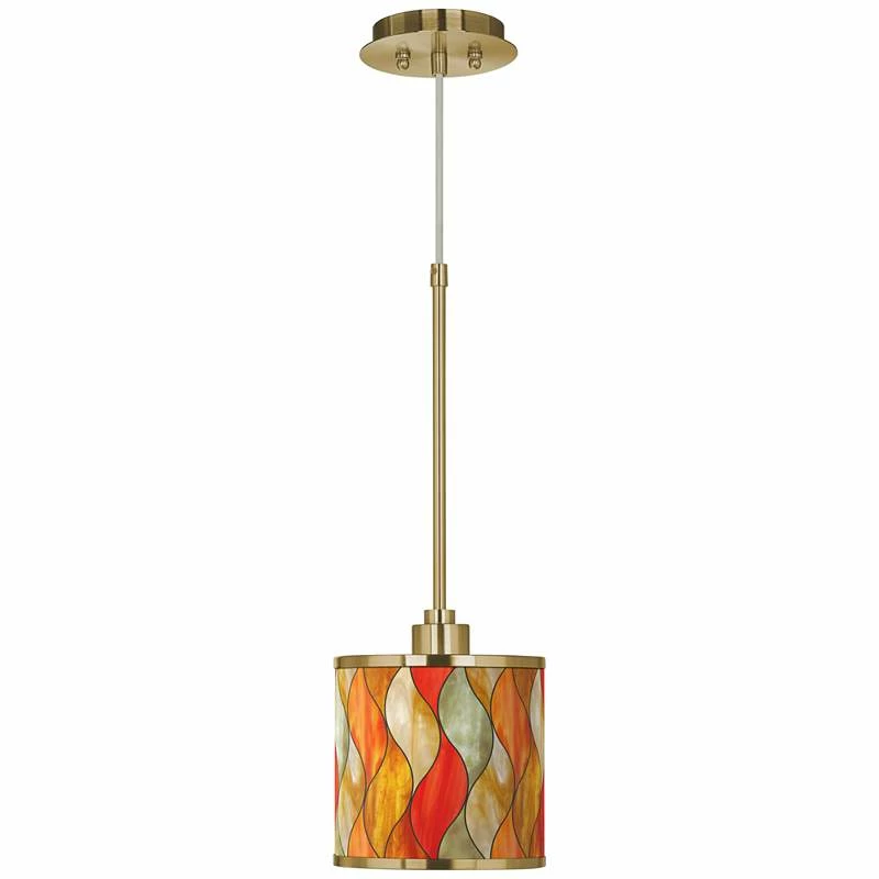 Flame Mosaic Giclee Gold Mini Pendant Light 4 Flame Mosaic Giclee Gold Mini Pendant Light - Image 2