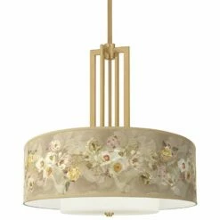 Floral Spray Carey 24" Gold 4-Light Chandelier