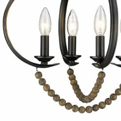 Golden Lighting Flori 17" Wide Matte Black Wood Beads 4-Light Pendant -Lighting Sales Shop flori 17 inch wide matte black wood beads 4 light pendant 050c2views1