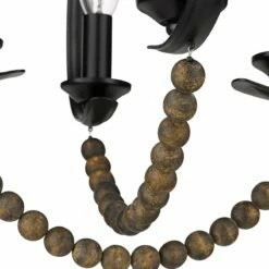 Golden Lighting Flori 17" Wide Matte Black Wood Beads 4-Light Pendant -Lighting Sales Shop flori 17 inch wide matte black wood beads 4 light pendant 050c2views2