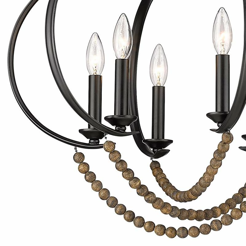 Golden Lighting Flori 24 1/4" Wide Matte Black Wood Beads 6-Light Pendant 5 Golden Lighting Flori 24 1/4" Wide Matte Black Wood Beads 6-Light Pendant - Image 3