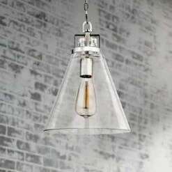 Frontage 10" Wide Satin Nickel 1-Light Glass Mini Pendant