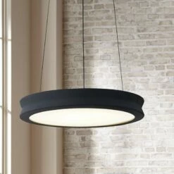 Fusion Bevel 16" Wide Matte Black Modern LED Pendant Light