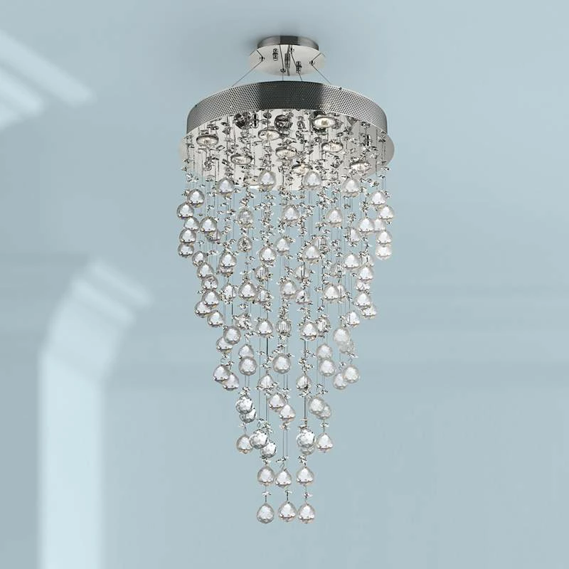 Galaxy 20" Wide Chrome And Crystal 9-Light Chandelier 3 Galaxy 20" Wide Chrome And Crystal 9-Light Chandelier