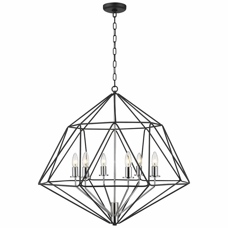 Geo 30" Wide Matte Black And Chrome 6-Light Chandelier 4 Geo 30" Wide Matte Black And Chrome 6-Light Chandelier - Image 2