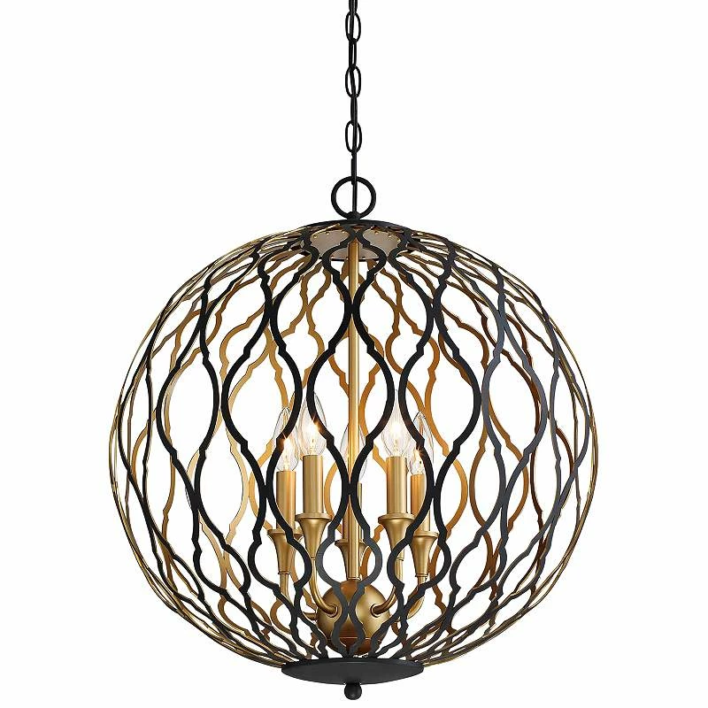 Gilded Glam 20"W Sand Coal Honey Gold 5-Light Pendant Light 4 Gilded Glam 20"W Sand Coal Honey Gold 5-Light Pendant Light - Image 2