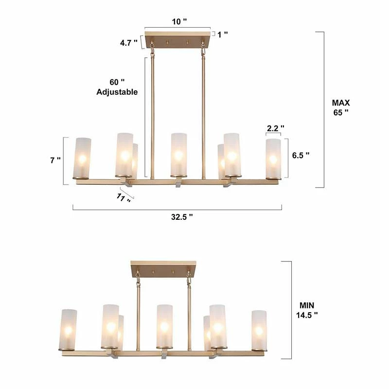 Gollin 32 1/2" Wide Gold Metal 8-Light Island Chandelier 7 Gollin 32 1/2" Wide Gold Metal 8-Light Island Chandelier - Image 5