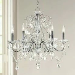 Grace 23 1/2" Wide Chrome And Crystal 6-Light Chandelier