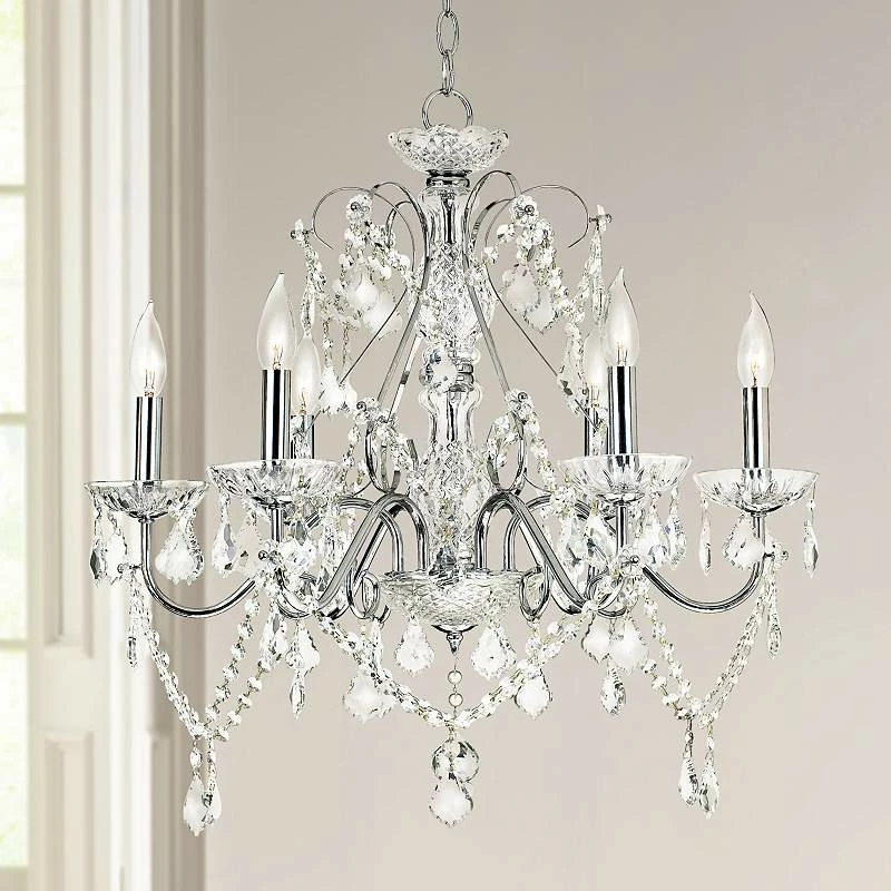 Grace 23 1/2" Wide Chrome And Crystal 6-Light Chandelier 3 Grace 23 1/2" Wide Chrome And Crystal 6-Light Chandelier
