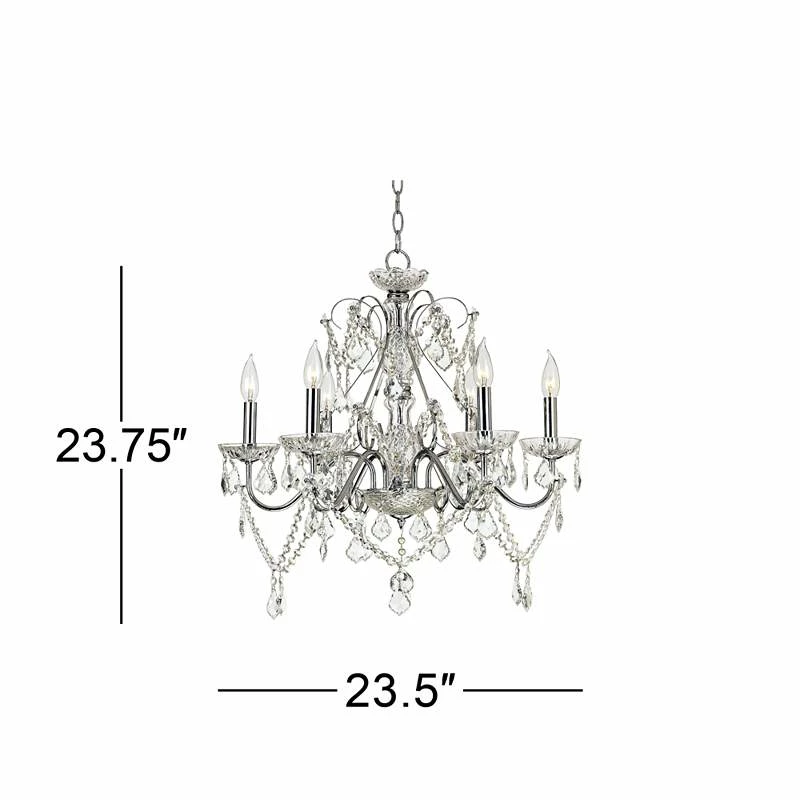 Grace 23 1/2" Wide Chrome And Crystal 6-Light Chandelier 6 Grace 23 1/2" Wide Chrome And Crystal 6-Light Chandelier - Image 4