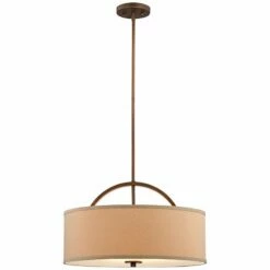Halsted 20" Wide Linen Shade And Brushed Bronze Pendant Light -Lighting Sales Shop halsted 20 inch wide linen shade and brushed bronze pendant light t8841