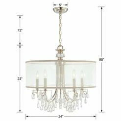 Hampton 24" 5-Light Chrome And Crystal Traditional Shade Chandelier -Lighting Sales Shop hampton 24 inch 5 light chrome and crystal traditional shade chandelier g9147views4