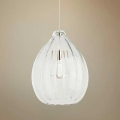 Harper 16 3/4" Wide Clear Glass Satin Nickel Pendant Light