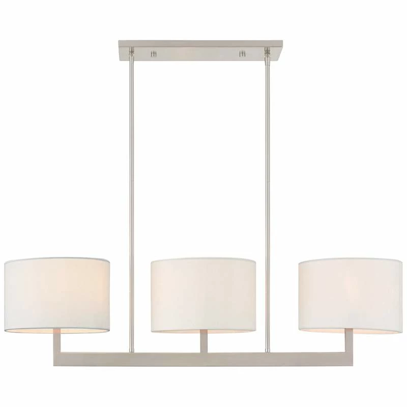 Livex Lighting Hayworth 42" Wide Nickel White Shade Modern Kitchen Island Chandelier 4 Livex Lighting Hayworth 42" Wide Nickel White Shade Modern Kitchen Island Chandelier - Image 2