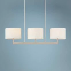 Livex Lighting Hayworth 42" Wide Nickel White Shade Modern Kitchen Island Chandelier