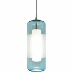 AFX Hermosa 6" Wide Nickel Aqua Glass LED Mini Pendant Light