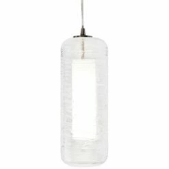 AFX Hermosa 6"W Nickel Clear Swirl Glass LED Mini Pendant Light