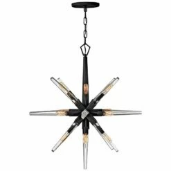 Hinkley Ariel 26"W Black 12-Light Starburst Pendant Light 9 Hinkley Ariel 26"W Black 12-Light Starburst Pendant Light -Lighting Sales Shop hinkley ariel 26 inchw black 12 light starburst pendant light 86n46views3