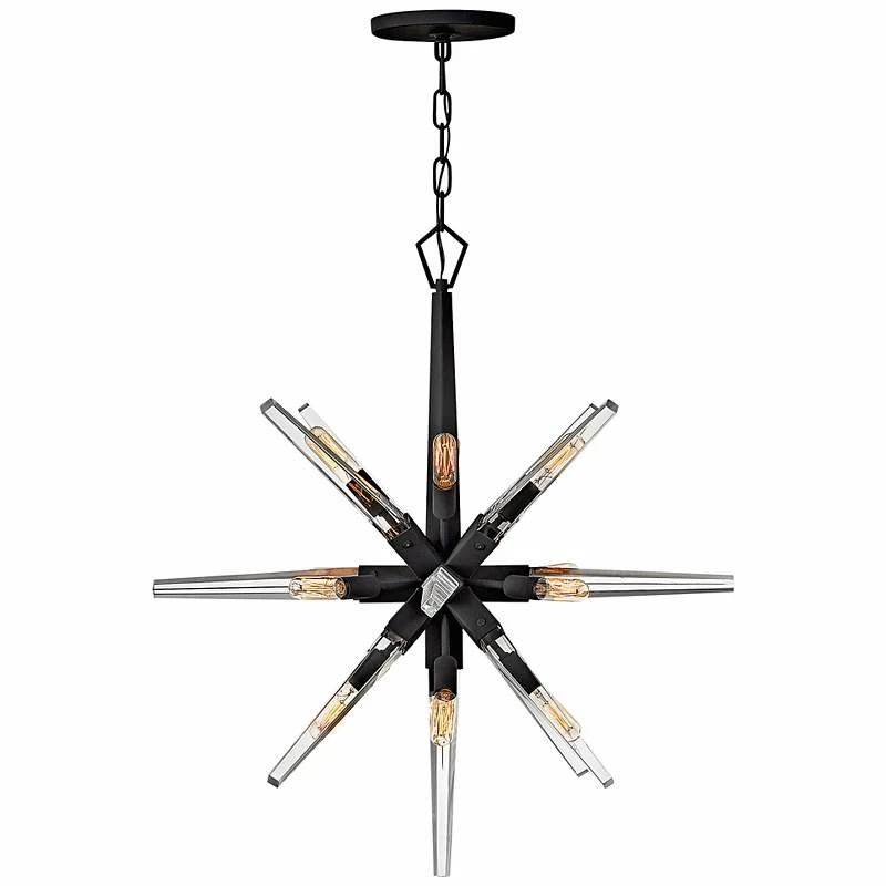 Hinkley Ariel 26"W Black 12-Light Starburst Pendant Light 6 Hinkley Ariel 26"W Black 12-Light Starburst Pendant Light - Image 4
