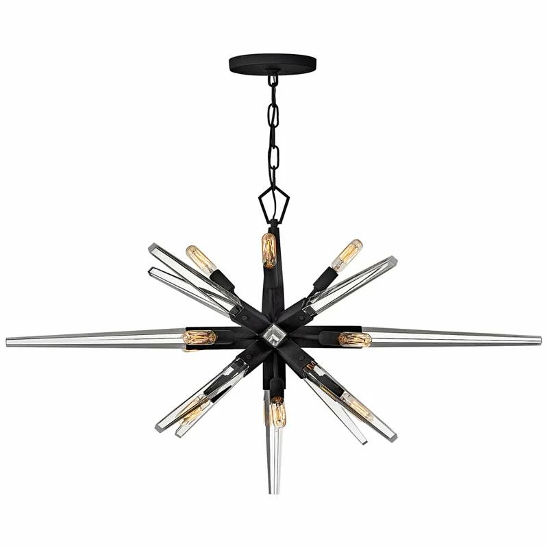 Hinkley Ariel 40"W Black 12-Light Starburst Pendant Light 4 Hinkley Ariel 40"W Black 12-Light Starburst Pendant Light - Image 2