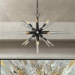 Hinkley Ariel 40"W Black 12-Light Starburst Pendant Light