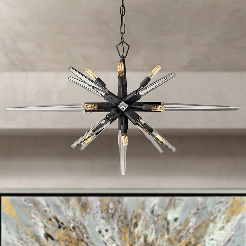 Hinkley Ariel 40"W Black 12-Light Starburst Pendant Light 3 Hinkley Ariel 40"W Black 12-Light Starburst Pendant Light