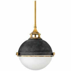 Lighting Sales Shop -Lighting Sales Shop hinkley fletcher 13 and one half inch wide aged zinc pendant light 11j26