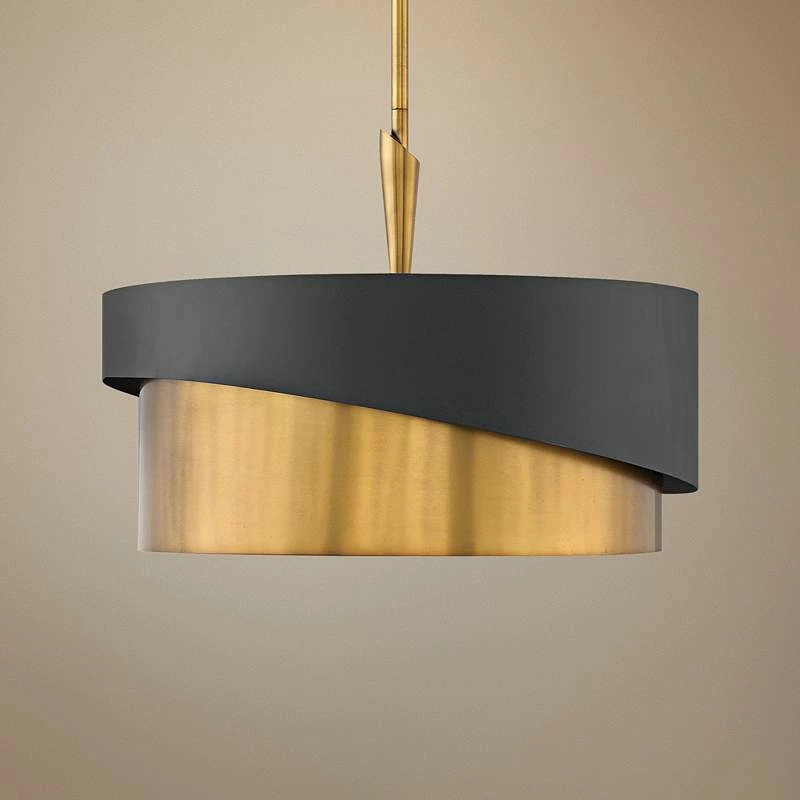Hinkley Gigi 21" Wide Heritage Brass And Satin Black Finish Pendant 3 Hinkley Gigi 21" Wide Heritage Brass And Satin Black Finish Pendant