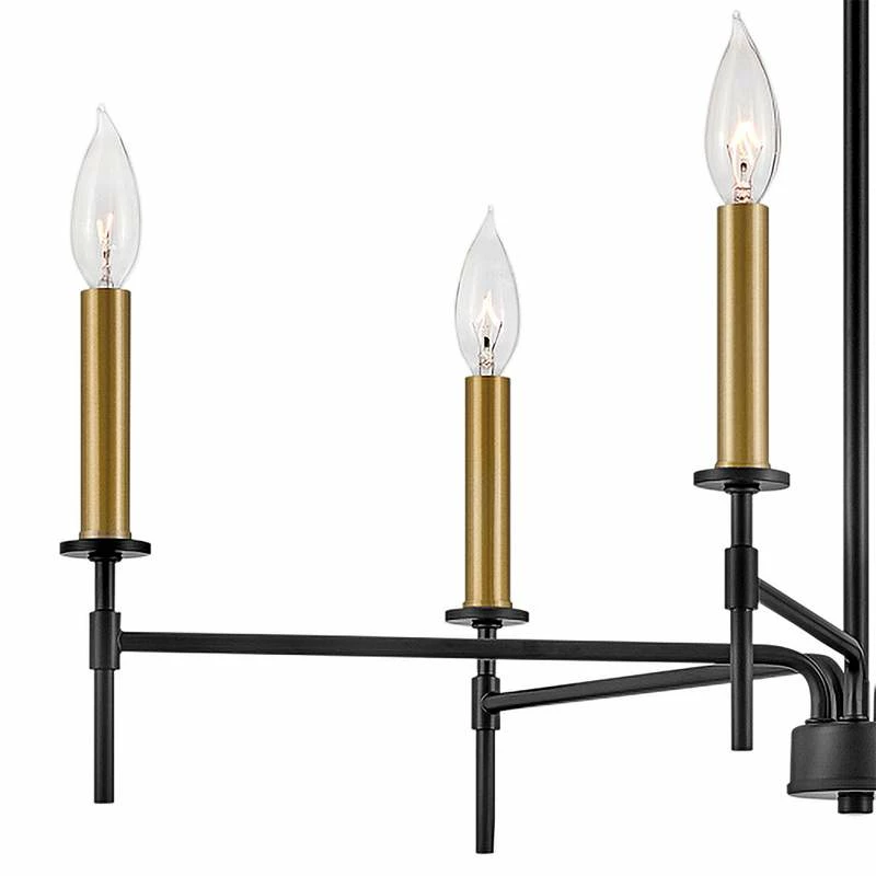 Hinkley Lark-Hux 28" Wide Modern Black And Lacquered Brass Chandelier 6 Hinkley Lark-Hux 28" Wide Modern Black And Lacquered Brass Chandelier - Image 4