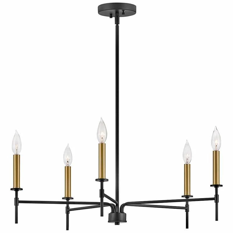 Hinkley Lark-Hux 28" Wide Modern Black And Lacquered Brass Chandelier 7 Hinkley Lark-Hux 28" Wide Modern Black And Lacquered Brass Chandelier - Image 5