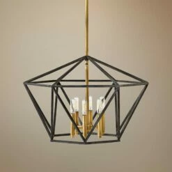 Hinkley Theory 24.3" Wide Black And Brass Geometric Modern Chandelier