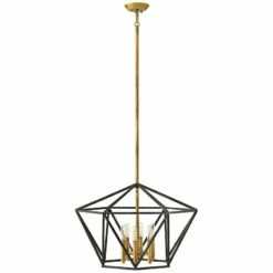 Hinkley Theory 24.3" Wide Black And Brass Geometric Modern Chandelier -Lighting Sales Shop hinkley theory 24 3 inch wide black and brass geometric modern chandelier 11j16views1