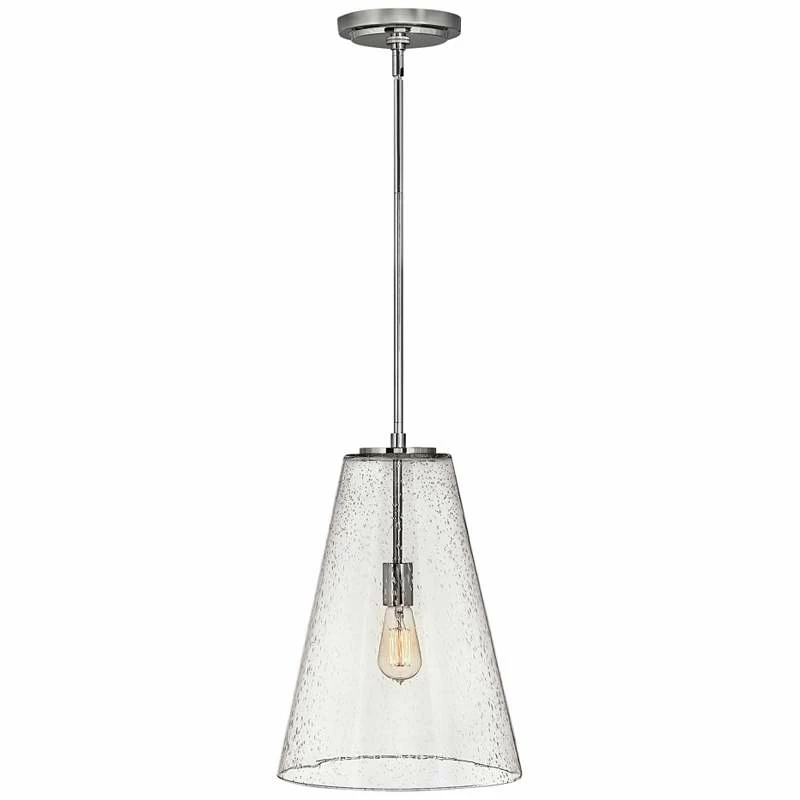Hinkley Vance 13"W Polished Nickel And Glass Pendant Light 4 Hinkley Vance 13"W Polished Nickel And Glass Pendant Light - Image 2